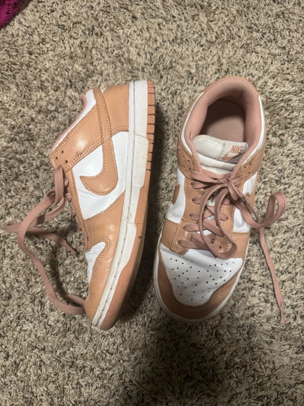 Nike Peach & White Low-Top Sneakers